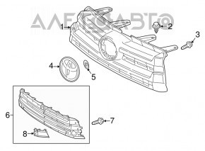 Radiator grill grill Toyota Highlander 17-19 black