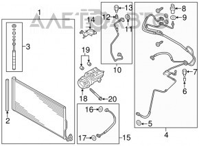 Air conditioning tube condenser-compressor VW Touareg 11-17 3.6