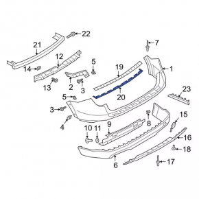 Ford Explorer 20 rear bumper molding - chrome, scratches, broken mount