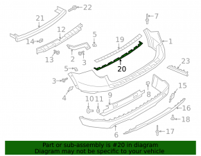 Ford Explorer 20 rear bumper molding - chrome, scratches, broken mount