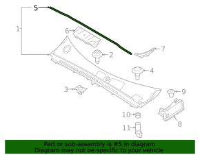 Windscreen wiper grille seal central Volvo XC40 19-25