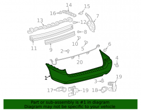 Rear bumper bare Toyota Sienna 04-10