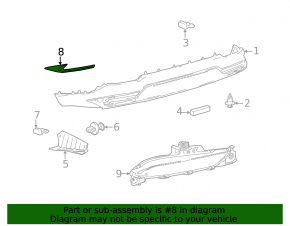 Right rear bumper molding for Lexus NX 22-25