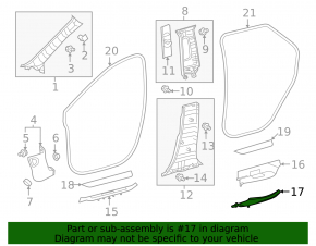 Door sill inner rear left Lexus RX350L RX450hL 18-22 long black