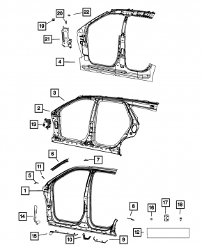 Right central body pillar for Jeep Grand Cherokee WL 21-25 long on the body