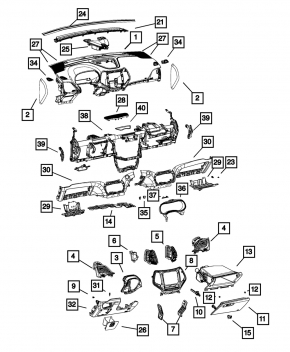 Frame for radio with air ducts Jeep Cherokee KL 14-18 for large display