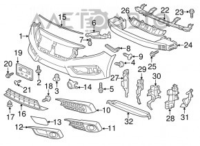 Front Bumper Reinforcement Honda Civic X FC 16-19 Type 1