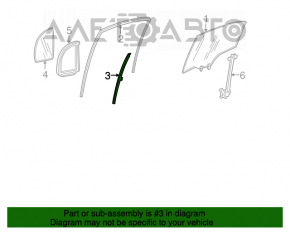 Rear left door glass guide for Honda Civic 4d 06-09