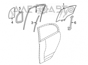 Rear left door glass guide for Honda Civic 4d 06-09