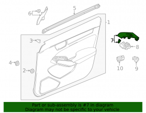 Honda Civic XI FE/FL 22-26 black front right window control trim