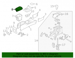 Armrest of the central console Kia Sorento 11-13 prerest black
