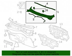 Windscreen wiper grille plastic GMC Terrain 18-