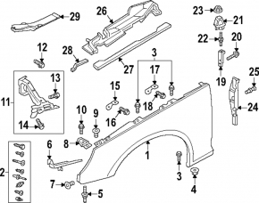 Wing bracket central left Audi A4 B9 17- small