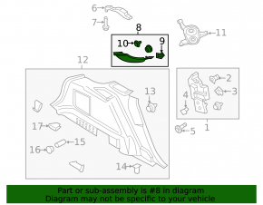 Rear pillar trim lower 2nd row left Lincoln MKX 16-18 black