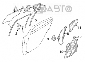 Rear left door glass Mazda6 09-13