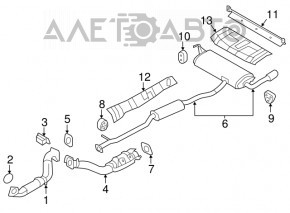 Exhaust line middle part with catalyst Nissan Rogue 14-20