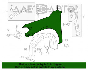 Front left wing Toyota Camry v50 12-14 usa black 218, pokes