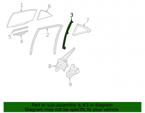Rear left door glass guide for Lexus ES300h ES350 13-18