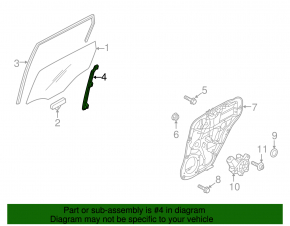 Rear right door glass guide Kia Soul 14-19
