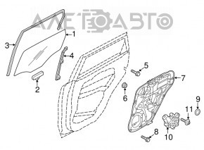 Rear right door glass guide Kia Soul 14-19