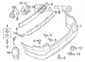 Rear bumper mount left Nissan Altima 13-15 prerest