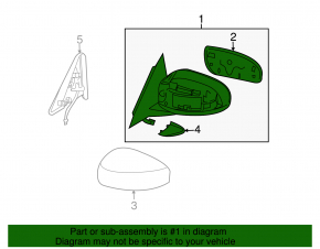 Side mirror right assembly Infiniti G35 4d 06-08 heating