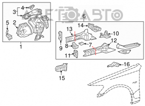 Right front bumper reinforcement fang for Lexus GS300 GS350 GS430 GS450h 06-11