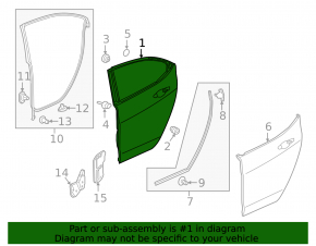 Door bare rear left Acura TLX 15-