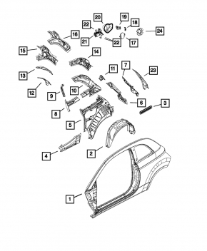 Ventilation shield left Fiat 500 12-19