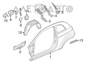 Ventilation shield left Fiat 500 12-19