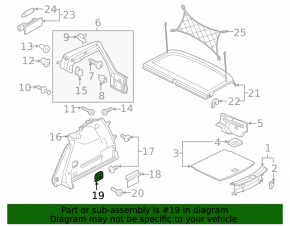 Audi A3 8V 15-16 4D trunk hook, black with chrome