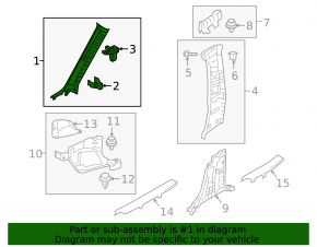 Front pillar trim upper left Mazda 3 19- gray cloth