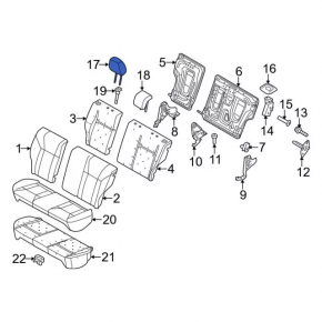 Headrest front right Ford Fiesta 11-15 cloth gray