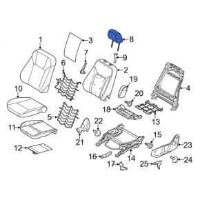 Headrest front right Ford Fiesta 11-15 cloth gray