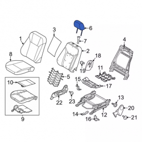 Headrest front right Ford Fiesta 11-15 cloth gray