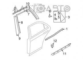 Upper rear right door molding Mazda CX-7 06-09