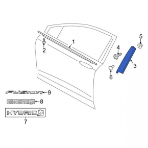 Door trim side front right Ford Fusion mk5 13-20 sawed