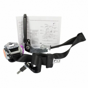Driver's seat belt Ford Mustang mk6 15-17 coupe black, tensioner shot, cracks on the mount