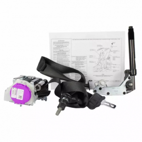 Driver's seat belt Ford Mustang mk6 15-17 coupe black, tensioner shot, cracks on the mount