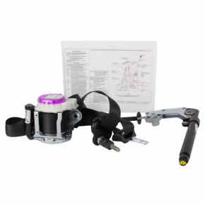 Driver's seat belt Ford Mustang mk6 15-17 coupe black, tensioner shot, cracks on the mount
