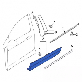Door trim lower front right Ford Edge 15-24 Sport, ST, ST-Line