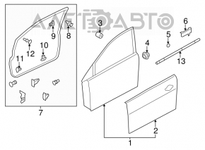Bare front right door for a Nissan Leaf 11-11
