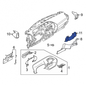 Black trim panel for the center air vents of the 2020 Ford Bronco Sport