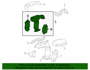 Rusty rear exhaust manifold with catalytic converter for Lexus ES300 ES330, with lambda sensor