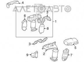 Rusty rear exhaust manifold with catalytic converter for Lexus ES300 ES330, with lambda sensor