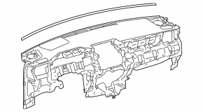 Torpedo front panel with AIRBAG Toyota Venza 21 - under projection, leather, gray
