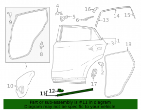 Door seal lower rear left Toyota Venza 21-