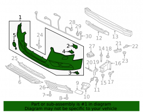 Bare front bumper for Audi A4 B8 13-16 with headlight washers