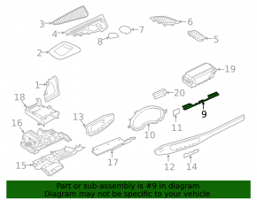 Front panel trim central Audi A4 B9 17- black, scratch