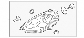 Headlight front left bare Porsche Macan 15-18 halogen, under washer